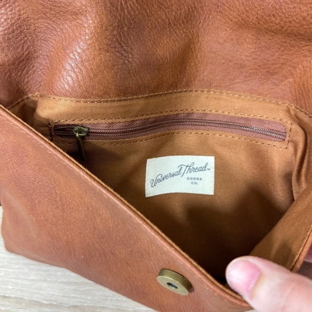 Universal Thread Wristlet Clutch Cognac Tan Boho Western Festival Foldover Bag